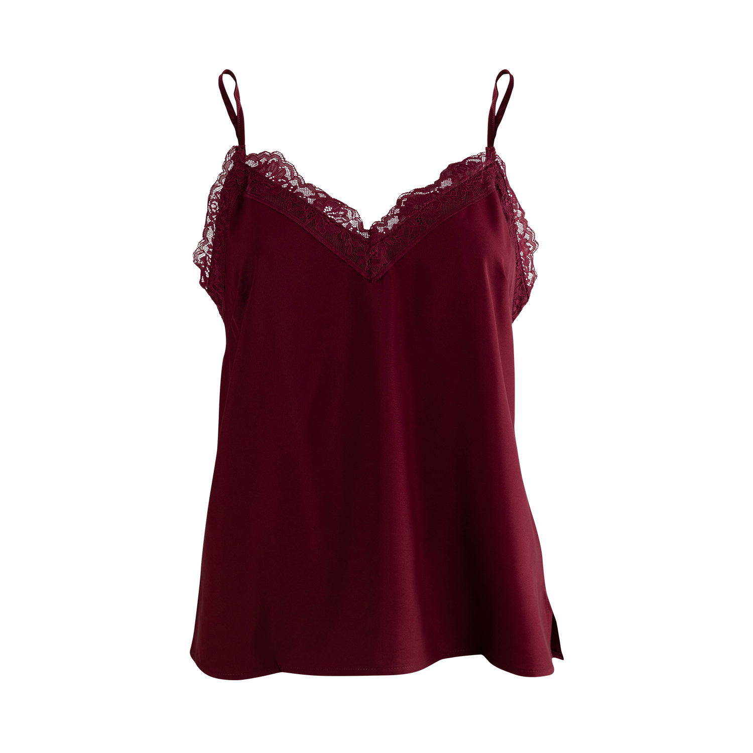 Collegiate Outfitters Women's Lace Spaghetti Strap Tank in Maroon