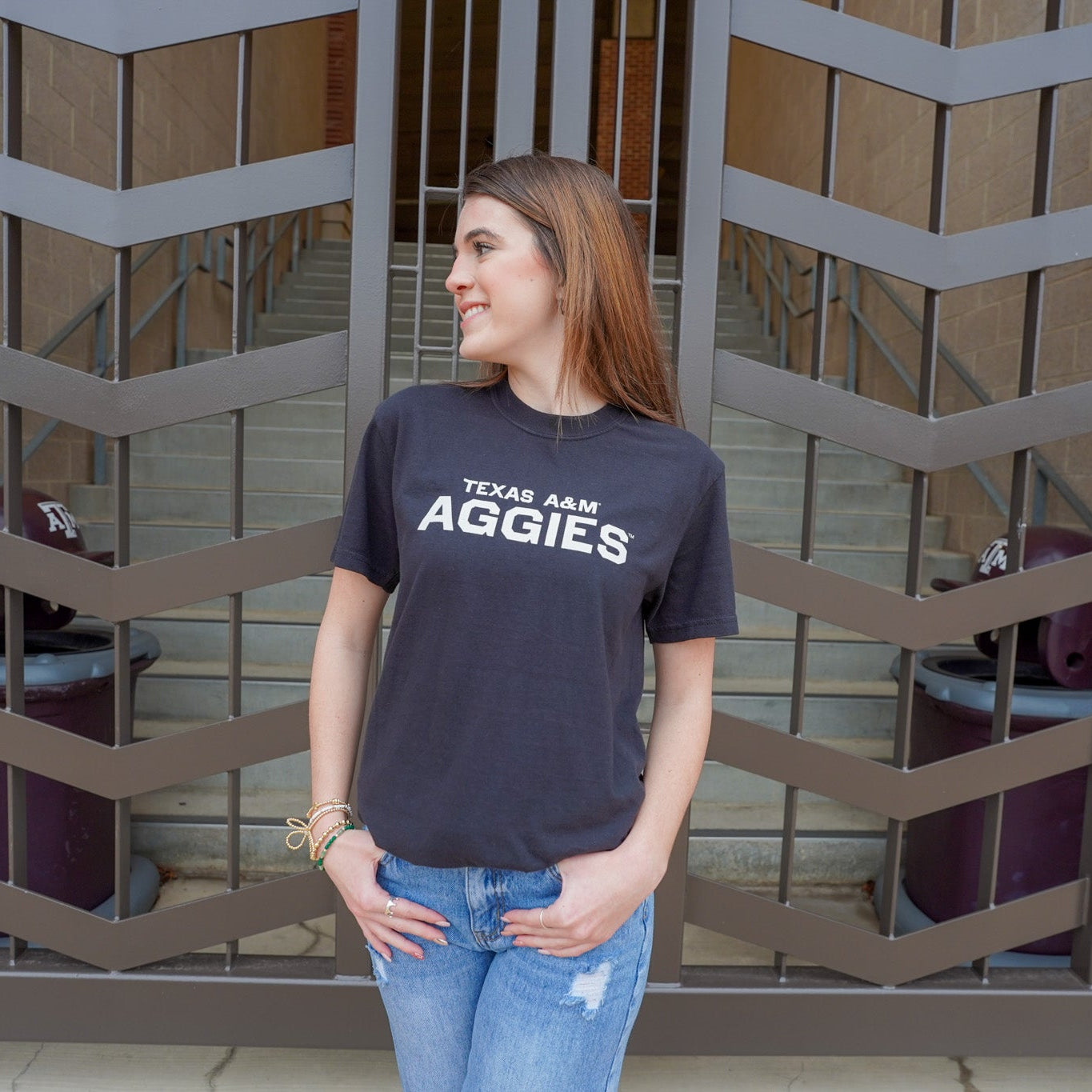 Texas A&M AGGIES Black Texas Flag T-Shirt