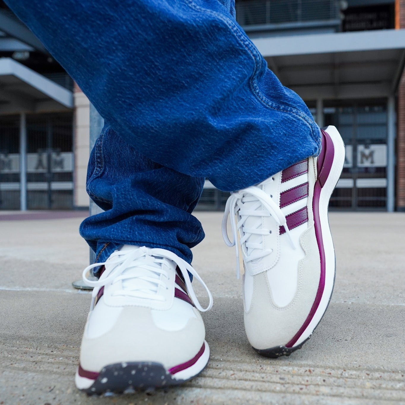 Texas A&M Adidas White and Maroon Golf Shoes