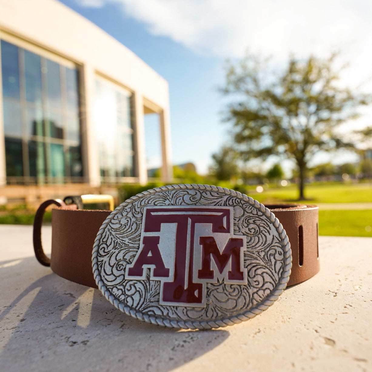 Texas A&M Pewter Belt Buckle - Silver