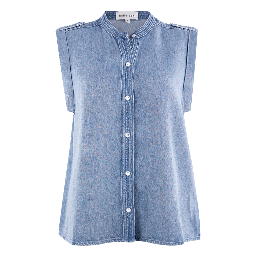Denim button up with short sleeves