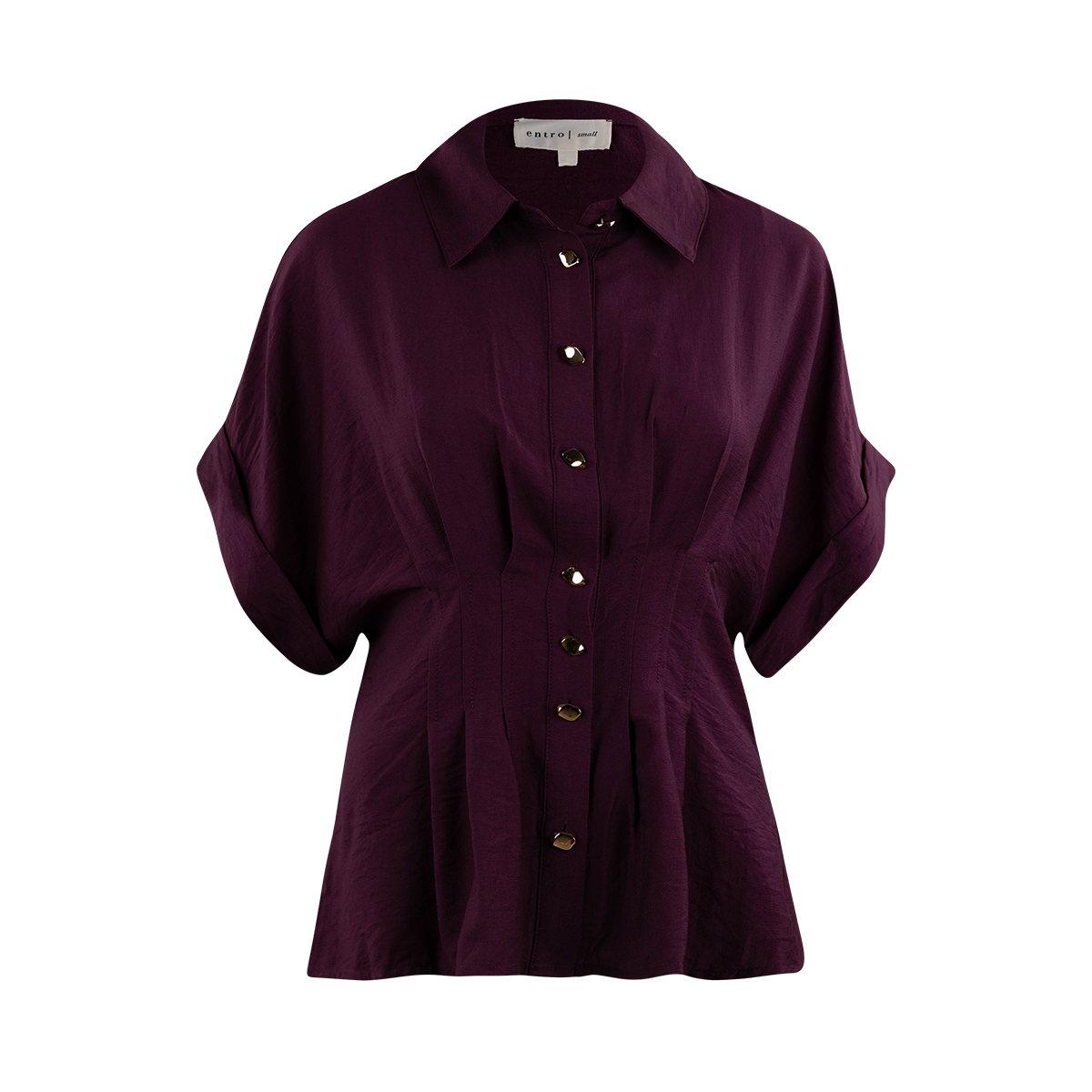 Maroon Button Down Top With Gold Buttons