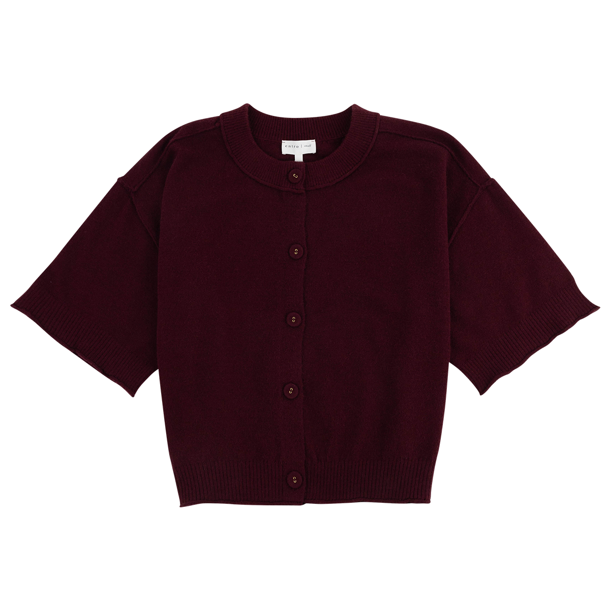 Maroon cardigan with short sleeves