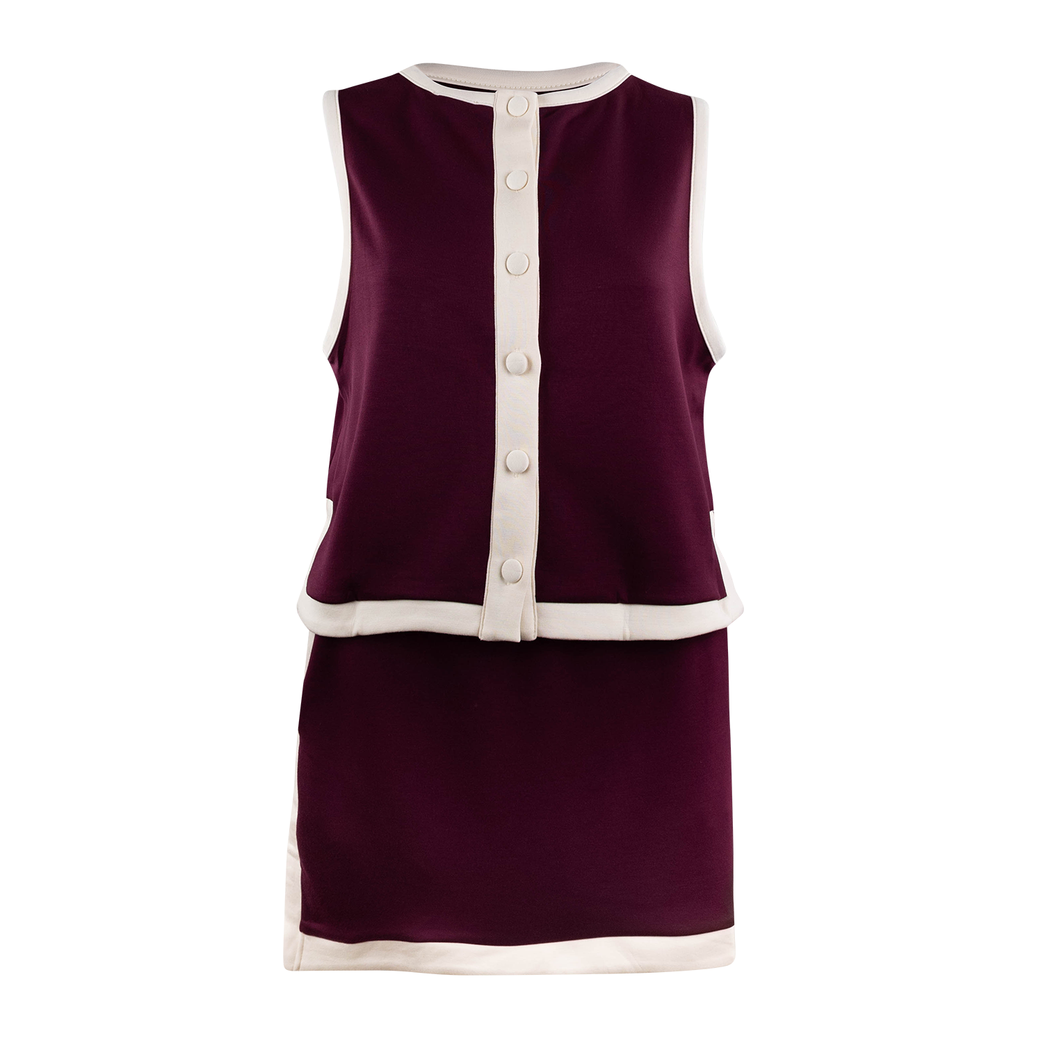 Maroon matching top and bottom set with cream accents