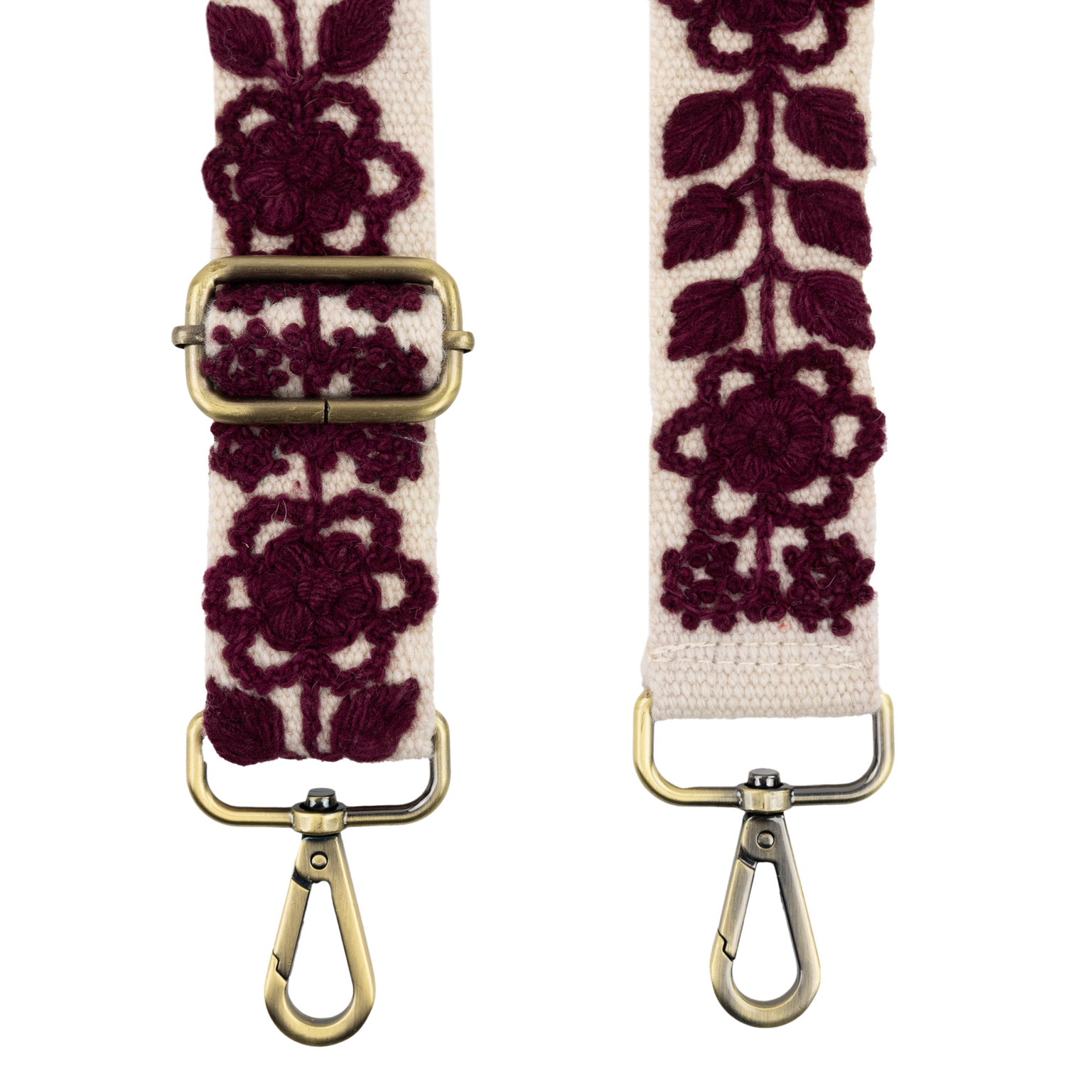 White and Maroon Adjustable Purse Strap