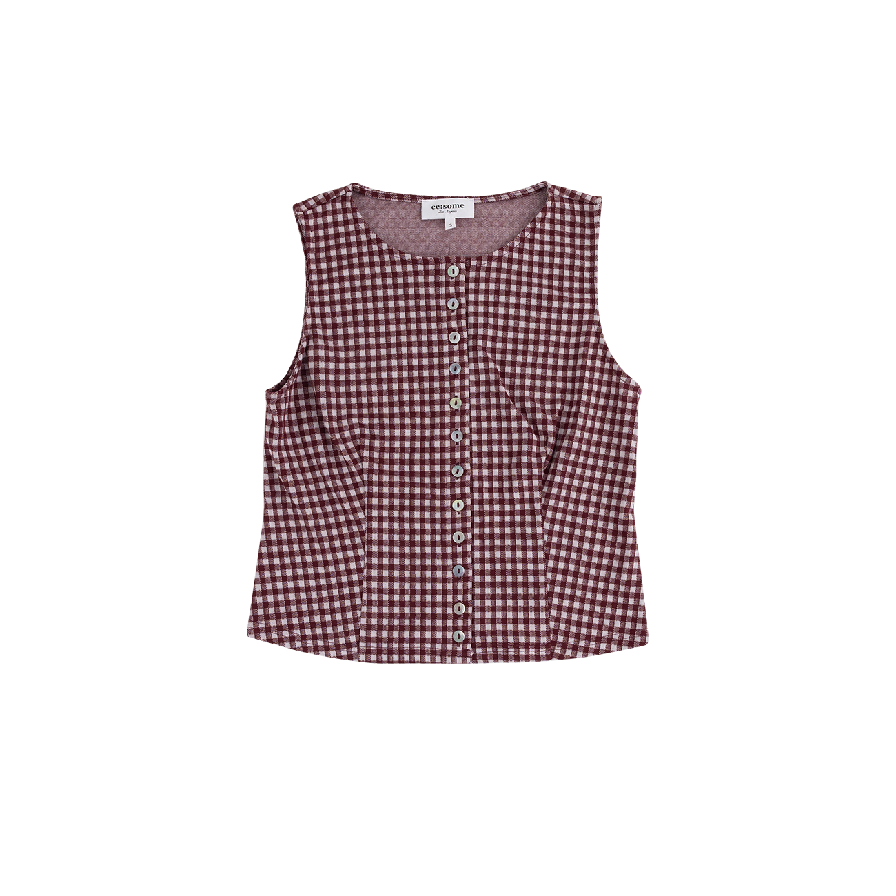 Maroon Plaid Sleeveless Top