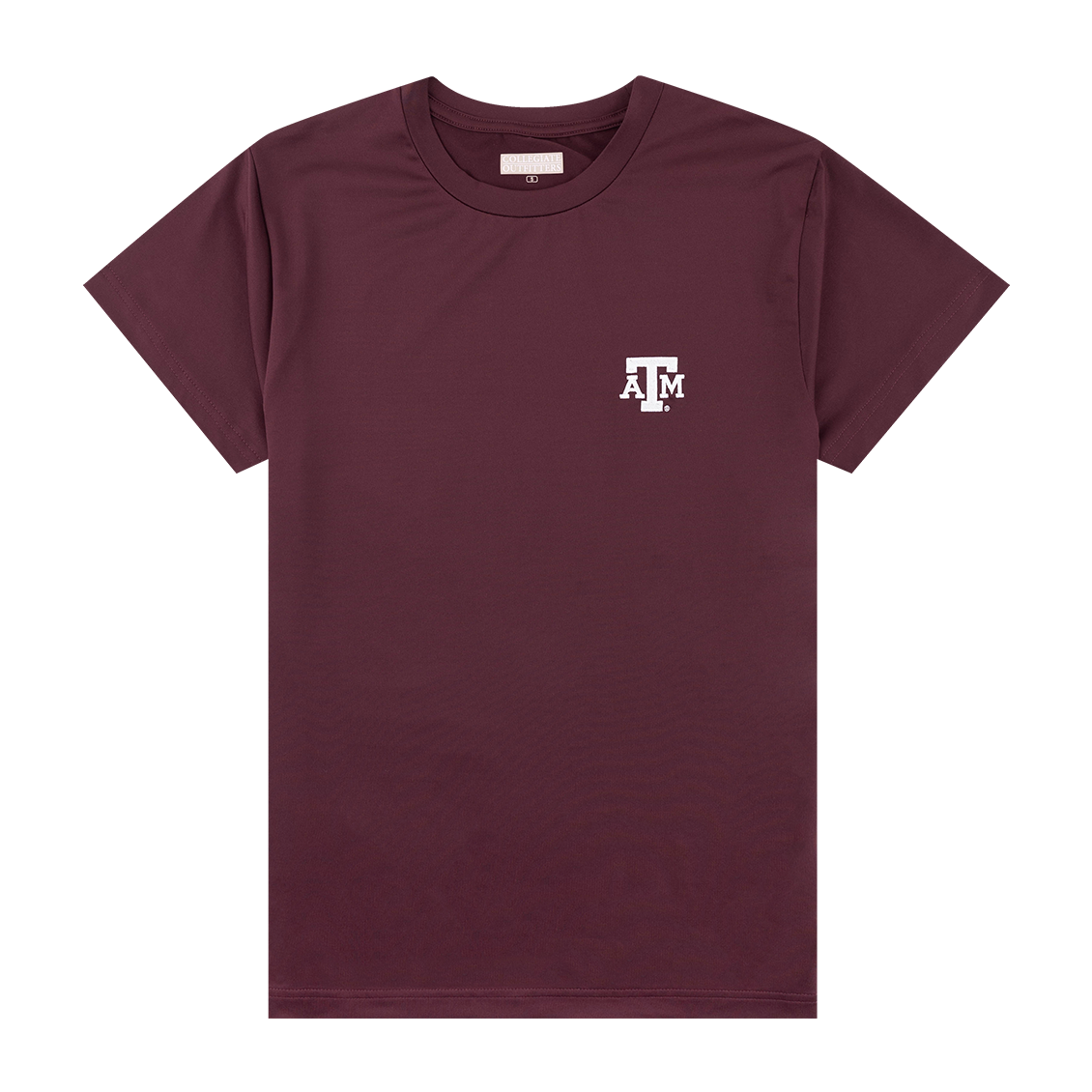 Maroon performance tee with white ATM logo on the left side of the chest.