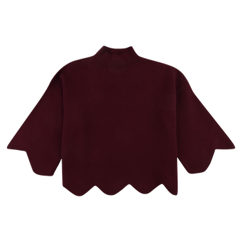 Entro Mock Neck Scalloped Hem Sweater in Maroon - Aggieland Outfitters
