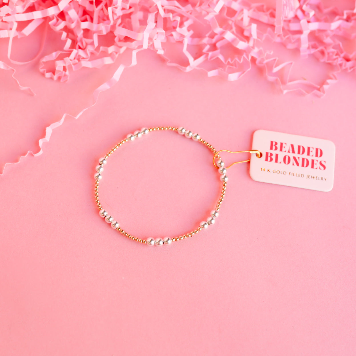 Beaded Blondes ILY Bracelet Gold w/ Silver