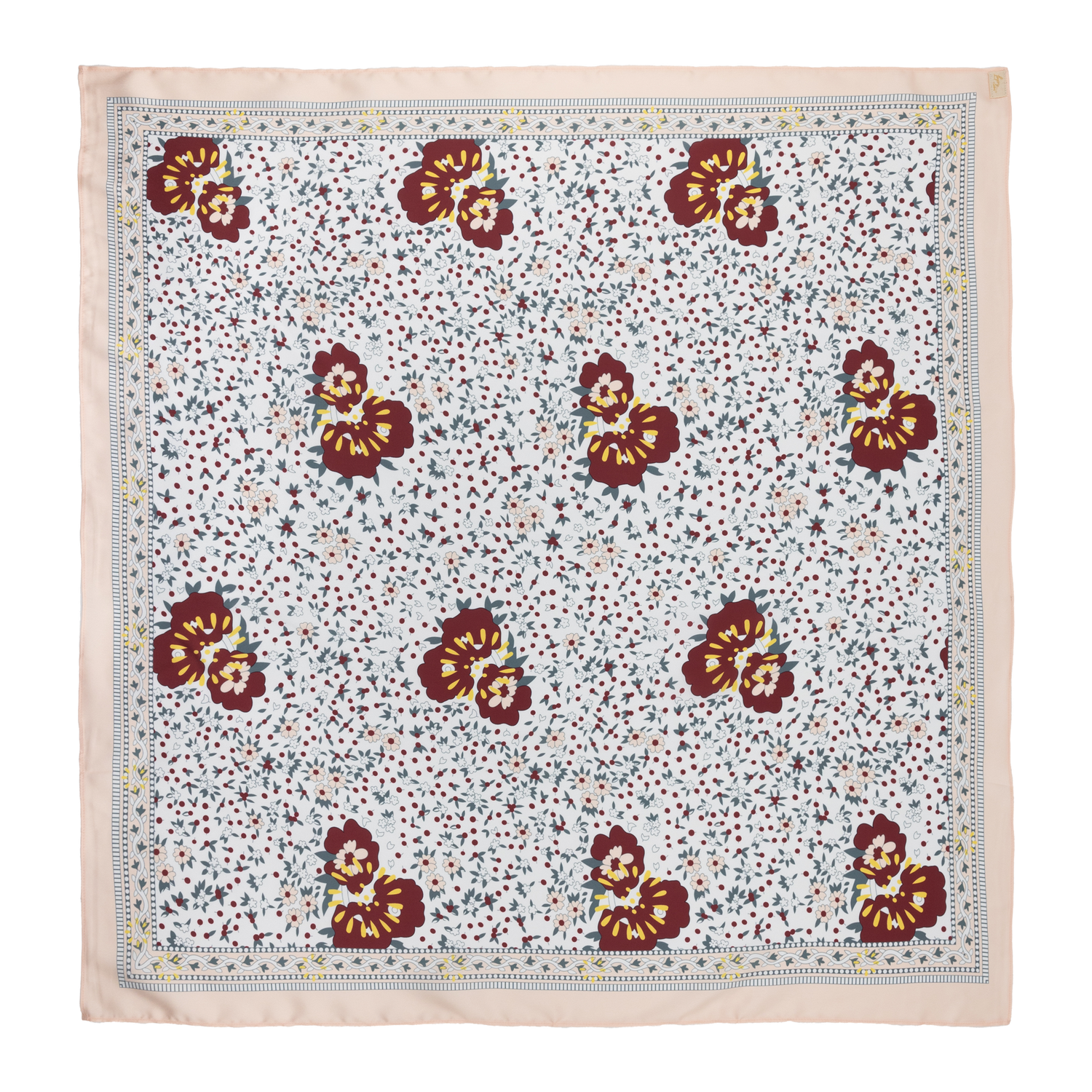 Cream colored scarf with butterfly decals and others