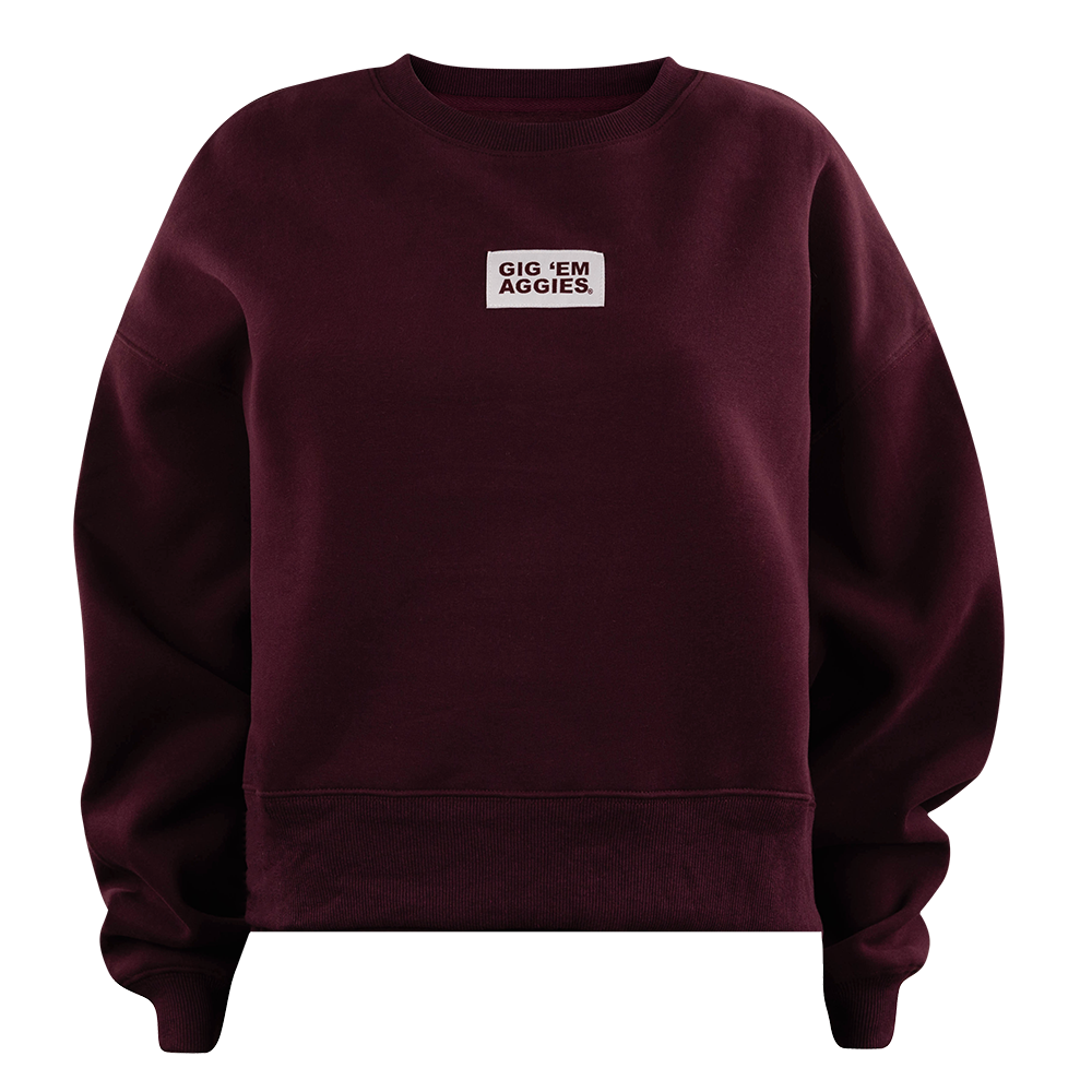 Maroon sweatshirt with 'GIG 'EM AGGIES' text 