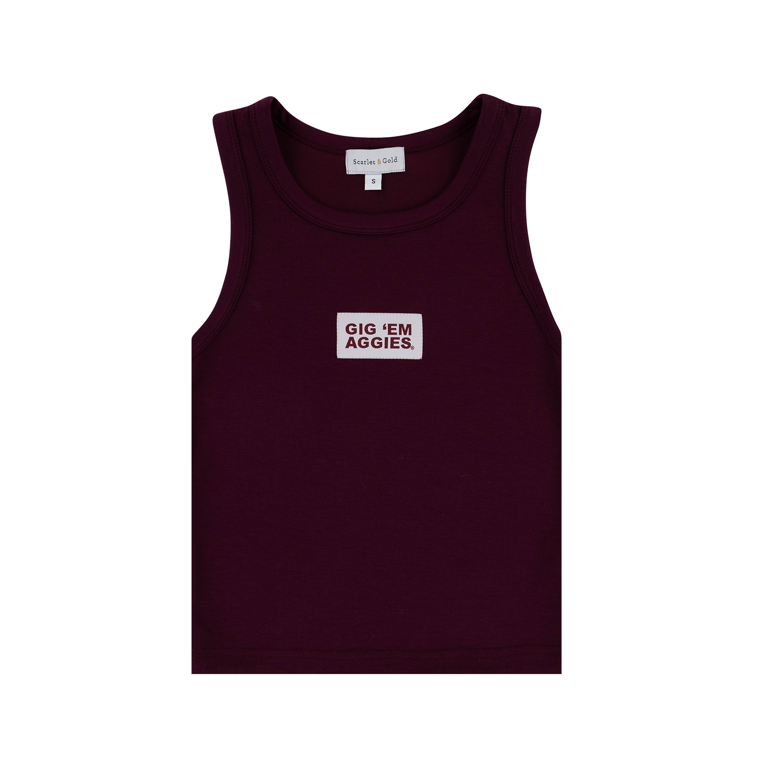 Maroon tank top with 'GIG 'EM AGGIES' text