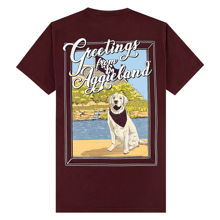 Greetings From Aggieland Dog T-Shirt in Maroon