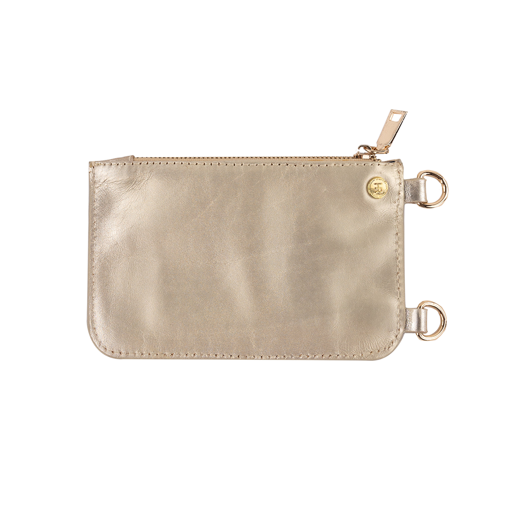 Gold metallic pouch with zipper
