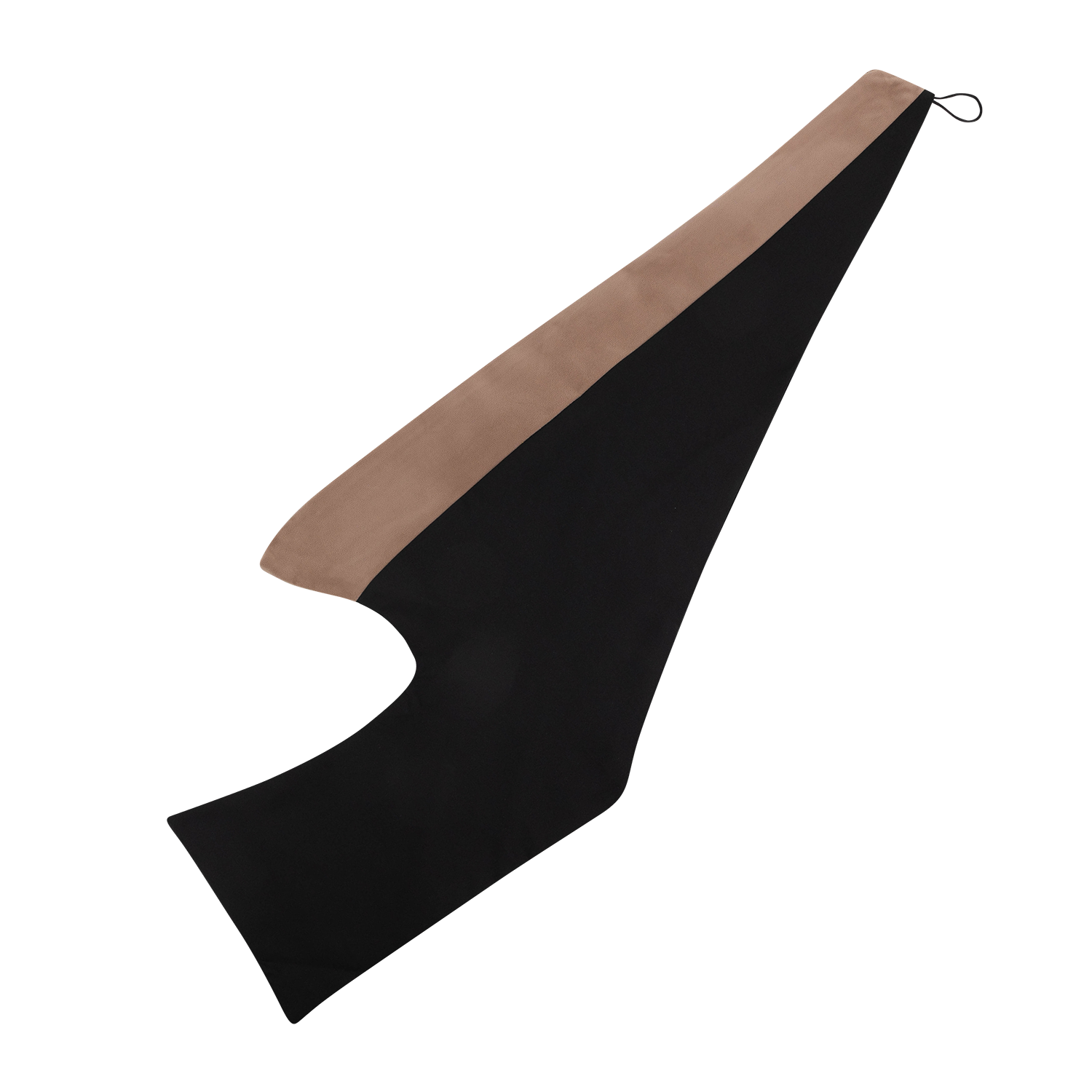 Black Texas A&M graduation hood with a tan velvet lining and black hanging loop.
