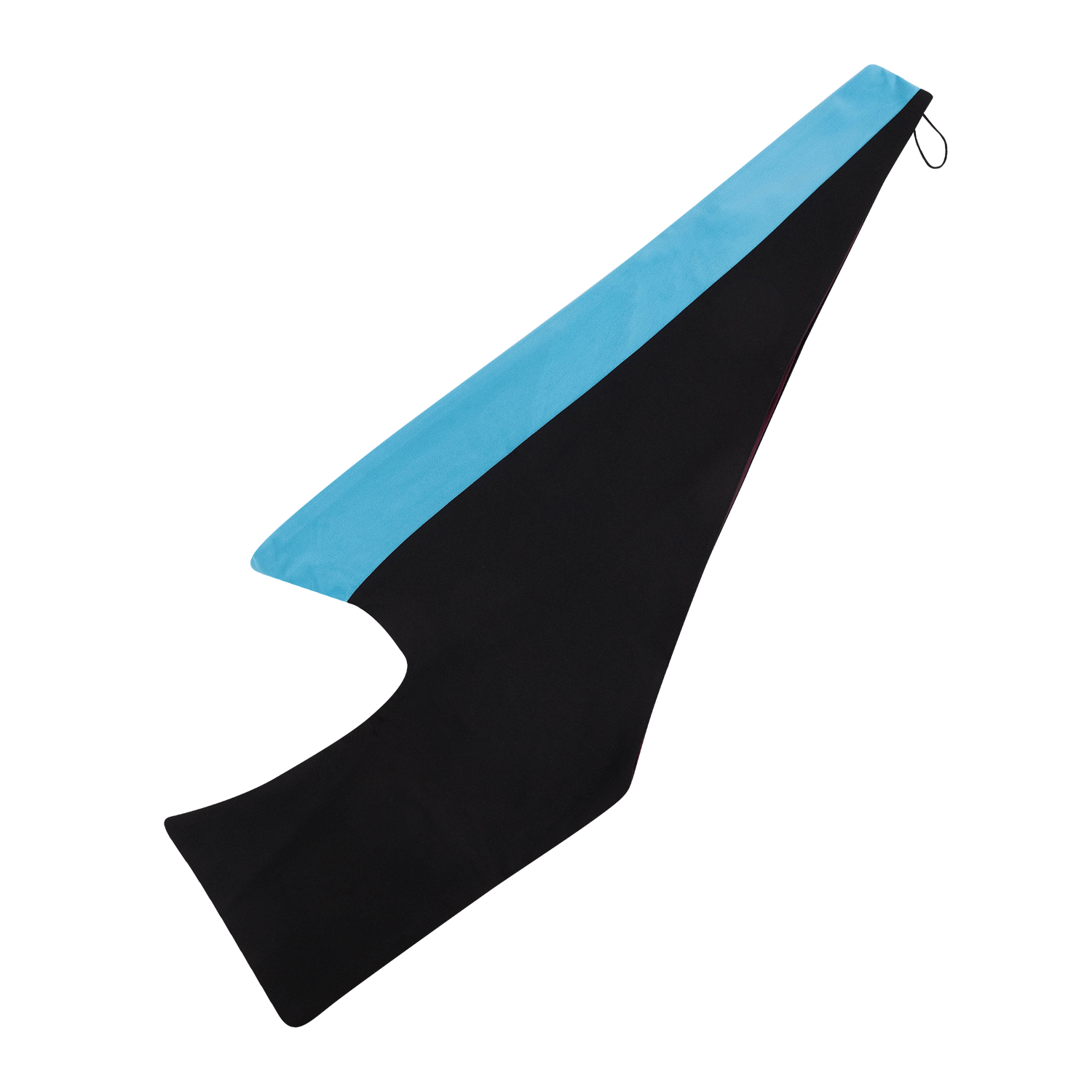 Black Texas A&M graduation hood with a light blue velvet lining, maroon trim, and a black hanging loop.