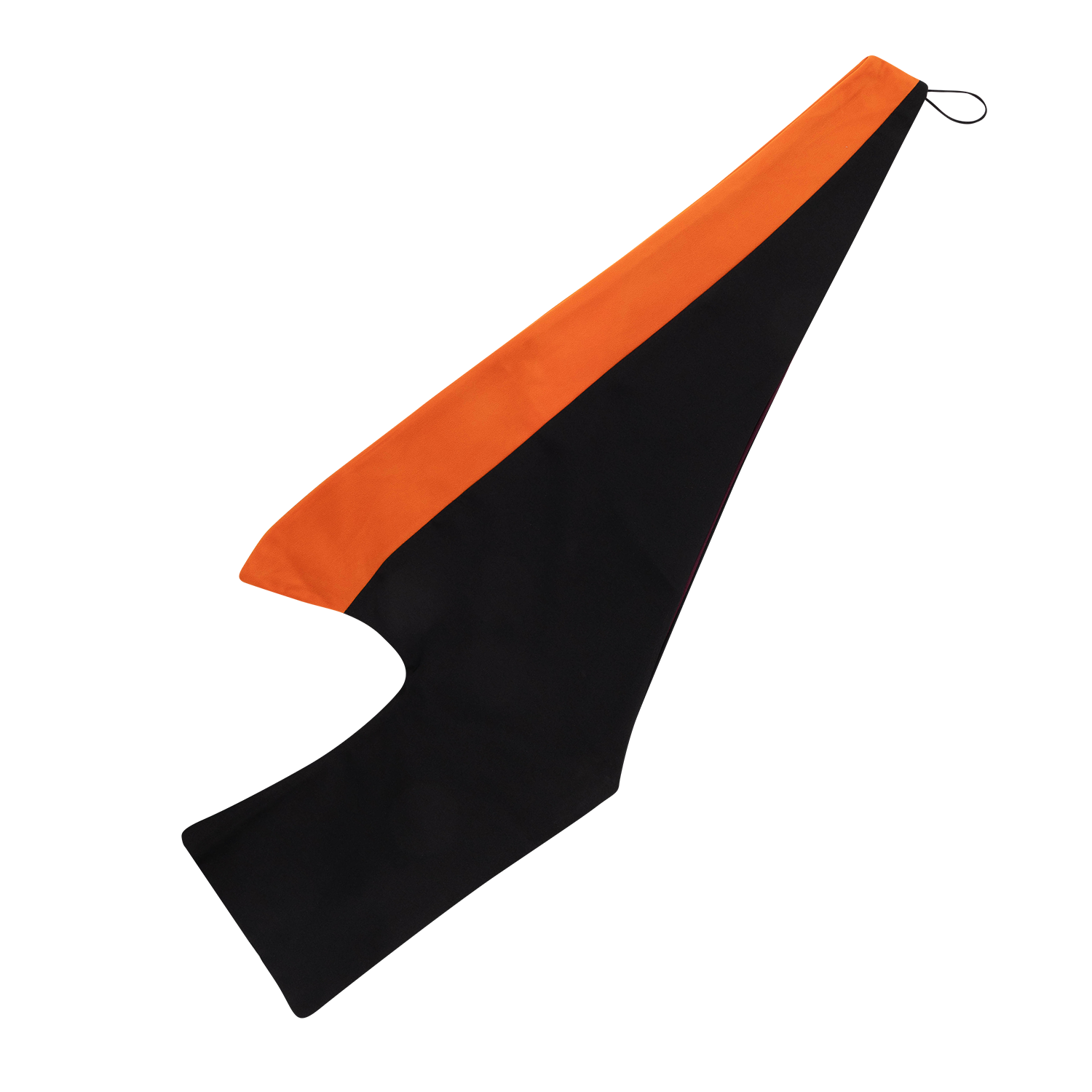 Black Texas A&M graduation hood with a bright orange velvet lining and black hanging loop.