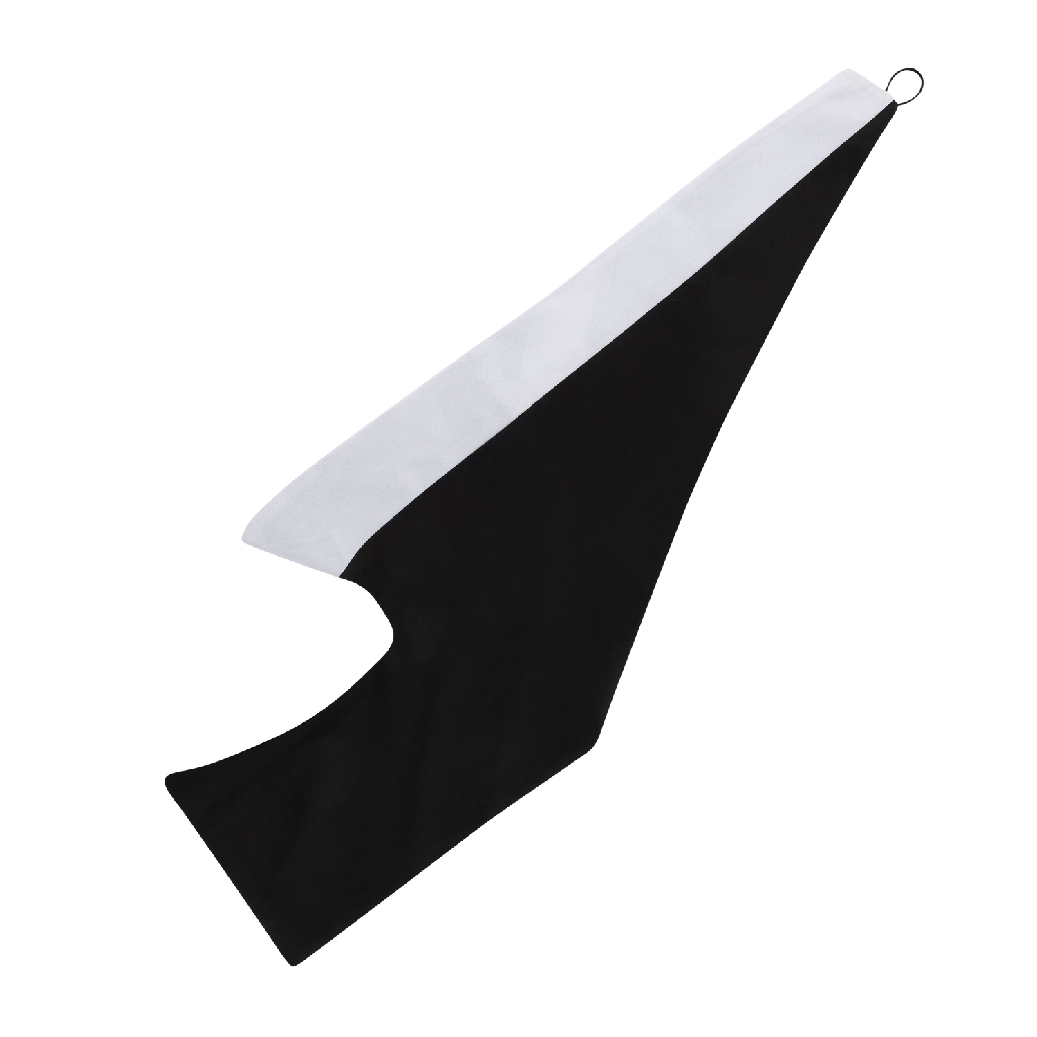 Black Texas A&M graduation hood with a white velvet lining and black hanging loop.