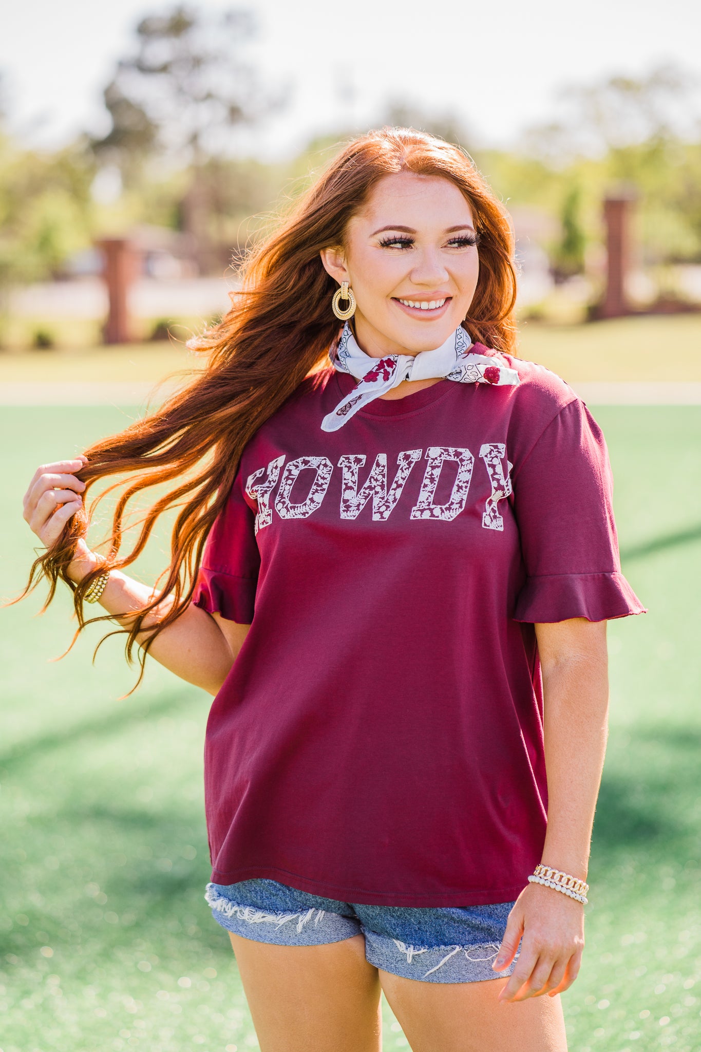 White and Maroon Embroidered Frilly