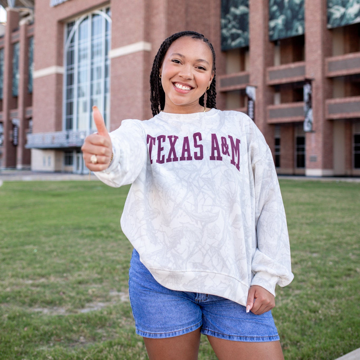 Texas A&M Pressbox Crewneck - Maroon Camo