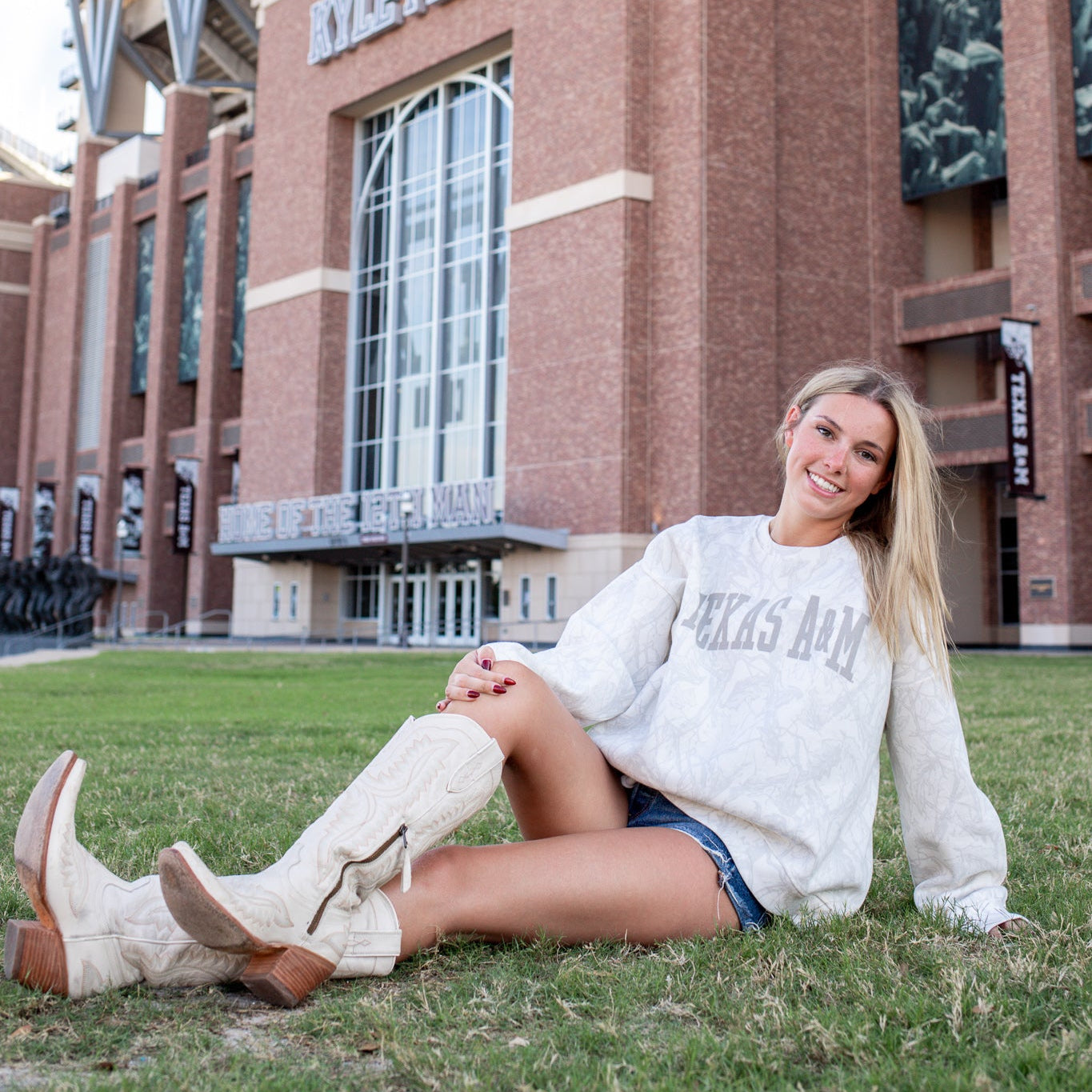 Texas A&M Pressbox Crewneck - Gray Camo