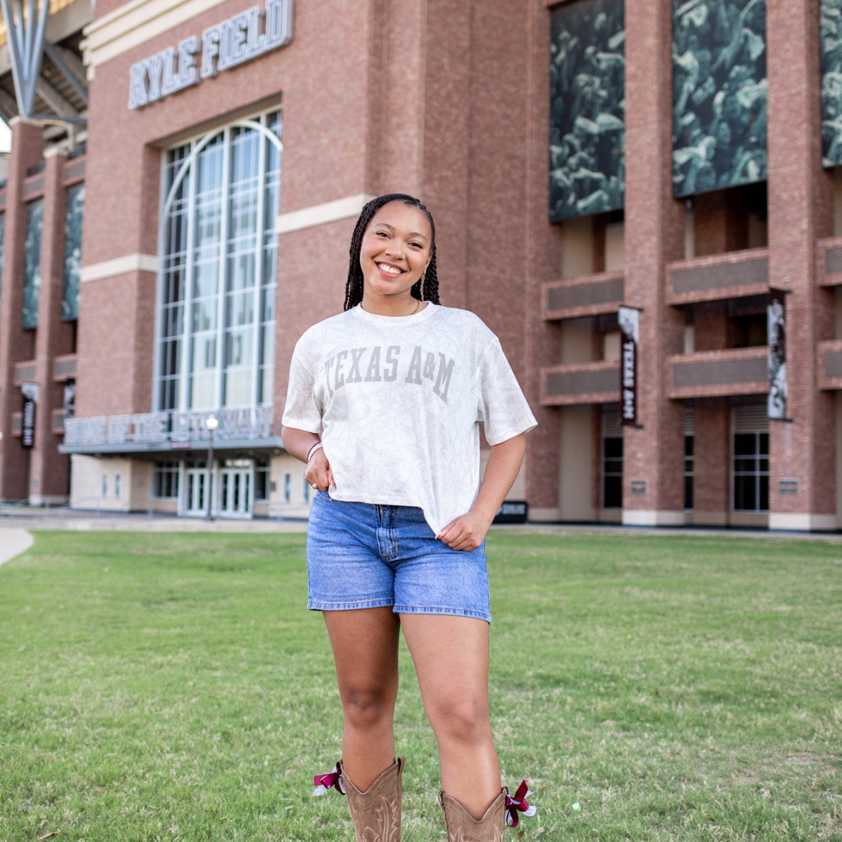 Texas A&M Pressbox Oversized Tee - Gray Camo