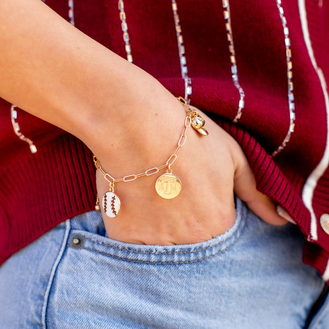 Texas A&M Baseball Charm Bracelet