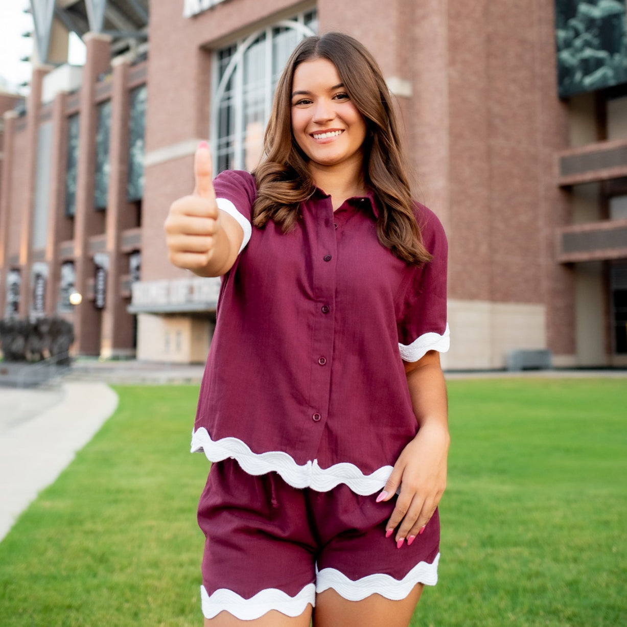 Maroon Gauze Rick Rack Set
