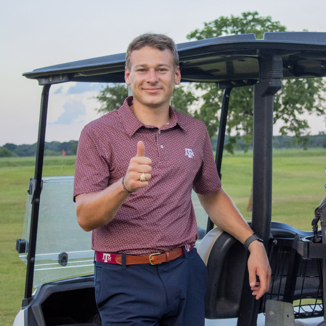 Texas A&M Collegiate Outfitters Golf Club Pattern Polo