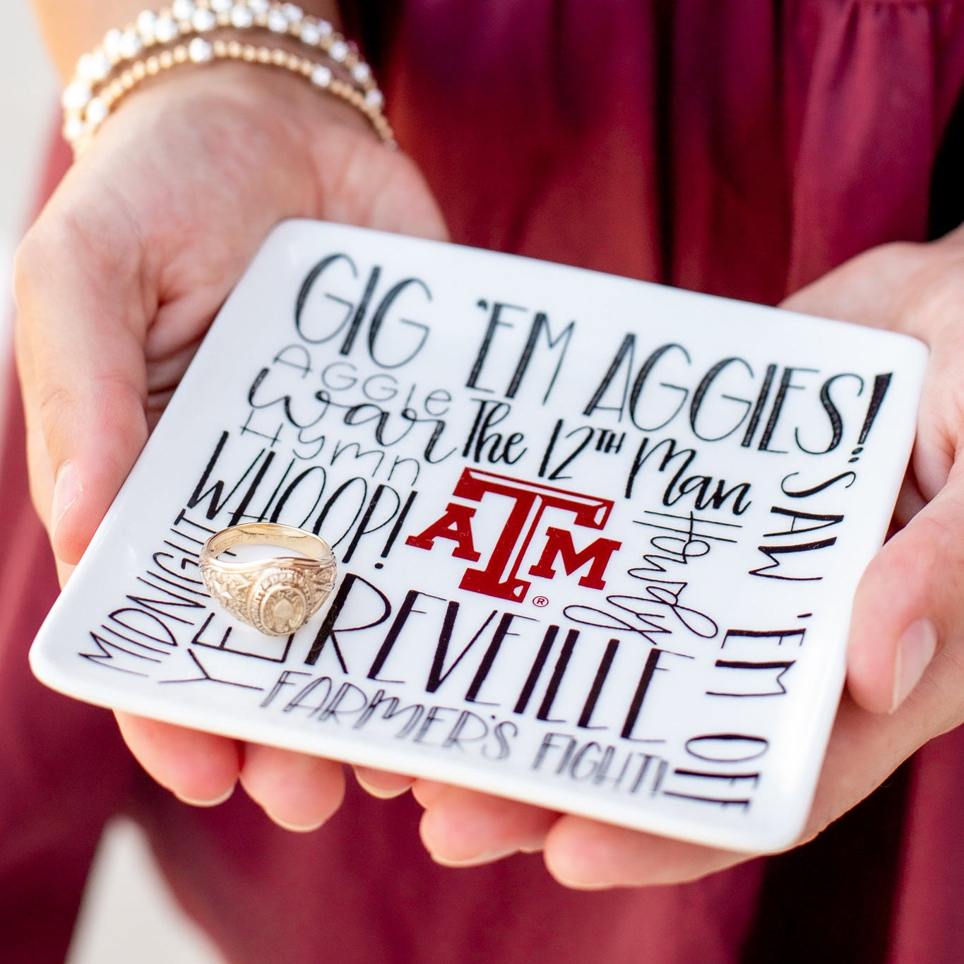 Aggie Traditions Square Ring Dish