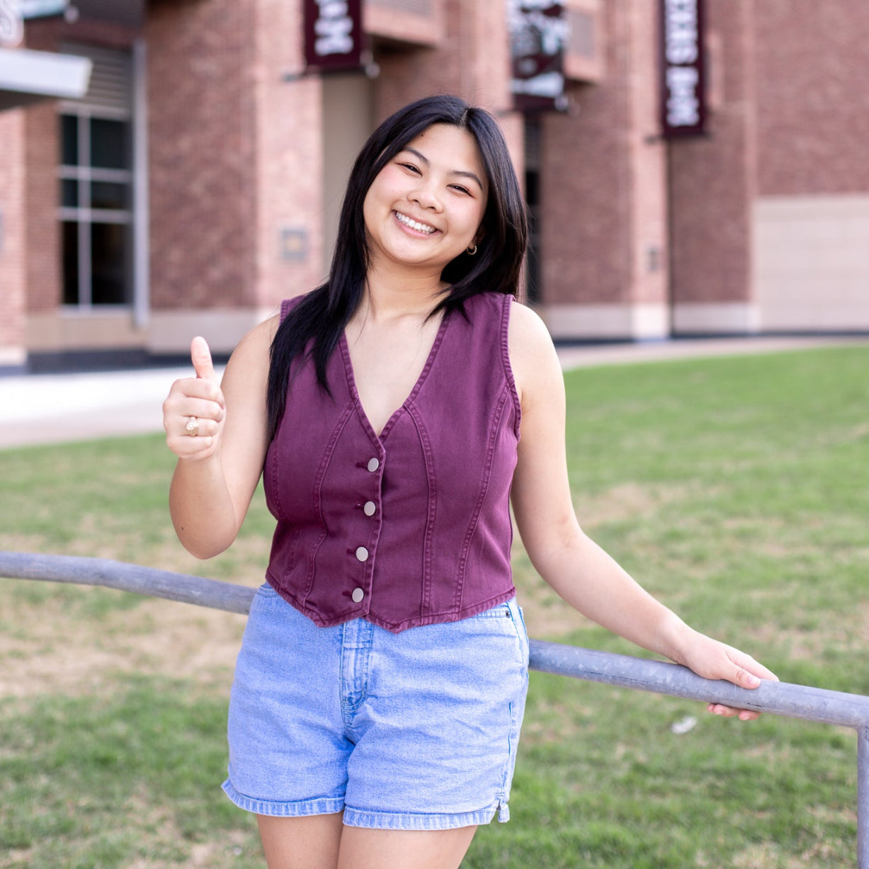 Collegiate Outfitters Denim Vest Top - Maroon