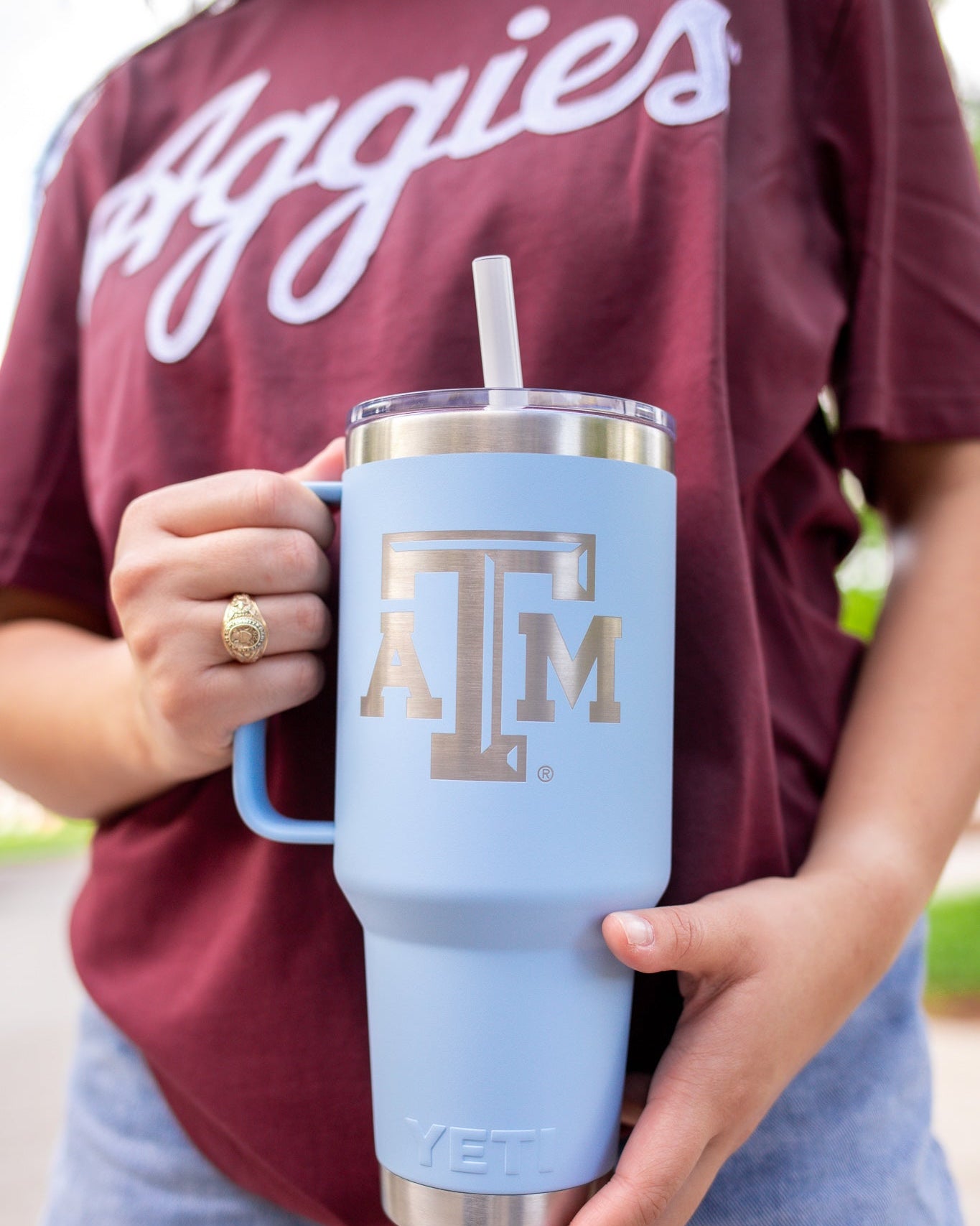Texas A&M Yeti 42oz Straw Mug - Sky Blue