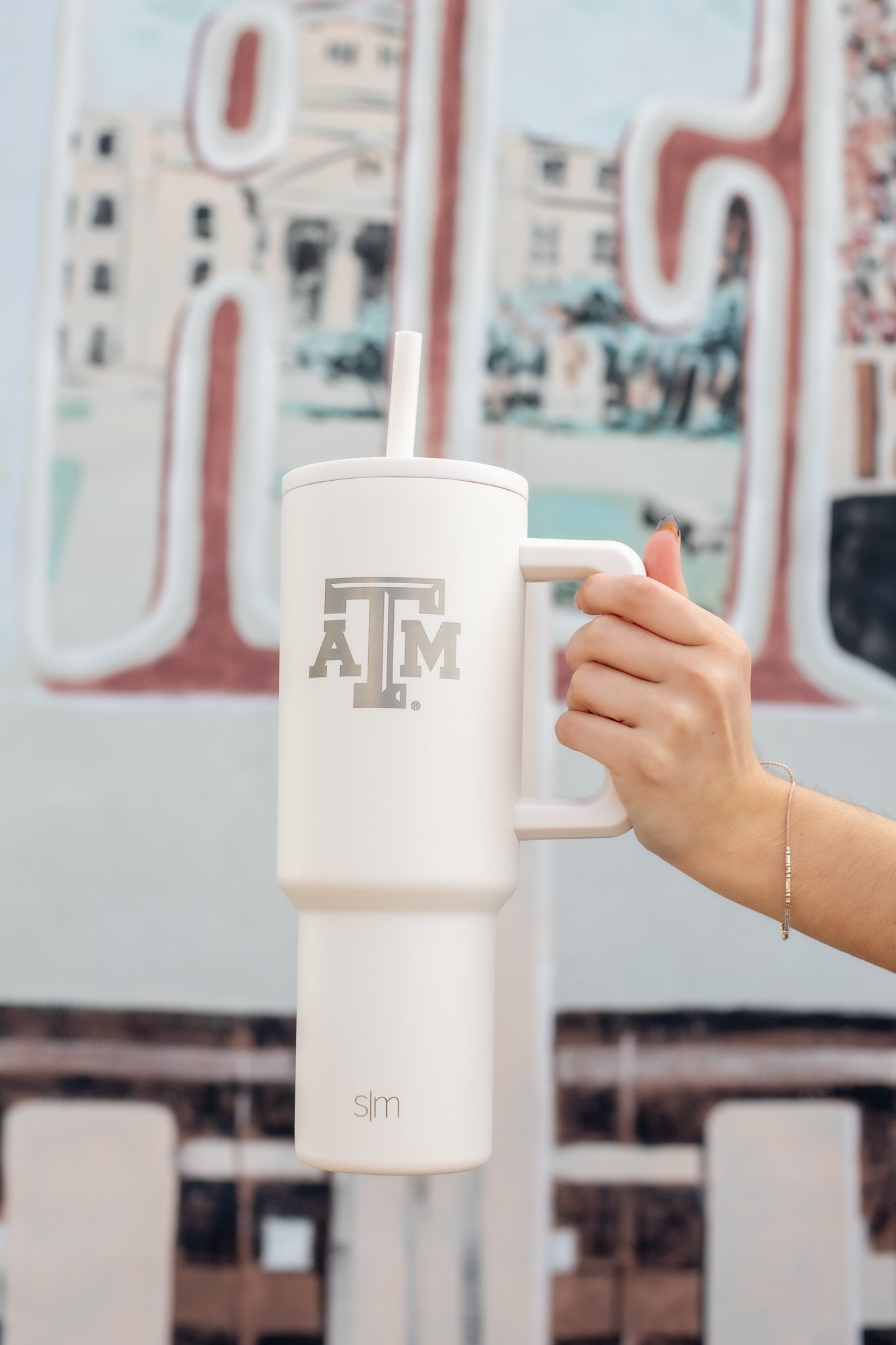 Texas A&M Simple Modern ATM Logo Almond Trek Tumbler 40 Oz