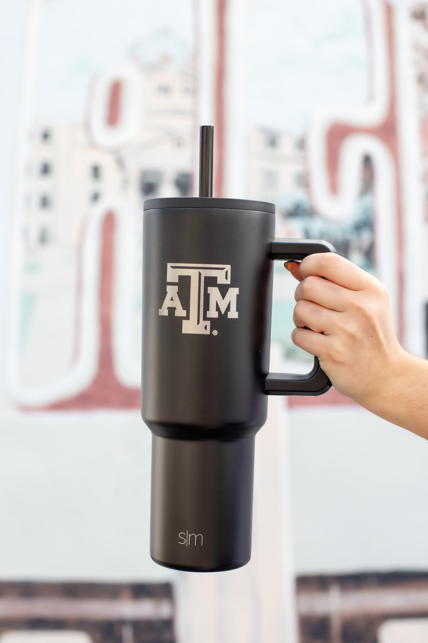 Texas A&M Simple Modern ATM Logo Black Trek Tumbler 40oz