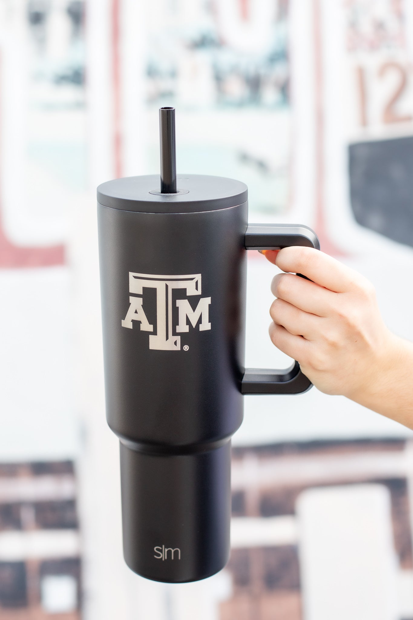 Texas A&M Simple Modern ATM Logo Black Trek Tumbler 40oz