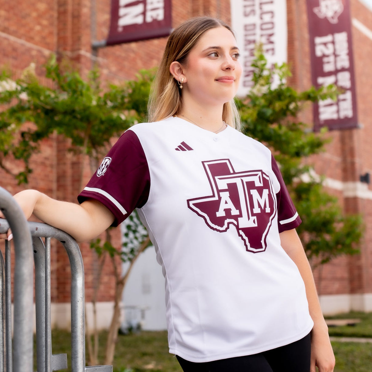 Texas A&M Adidas Lonestar Softball Jersey - White
