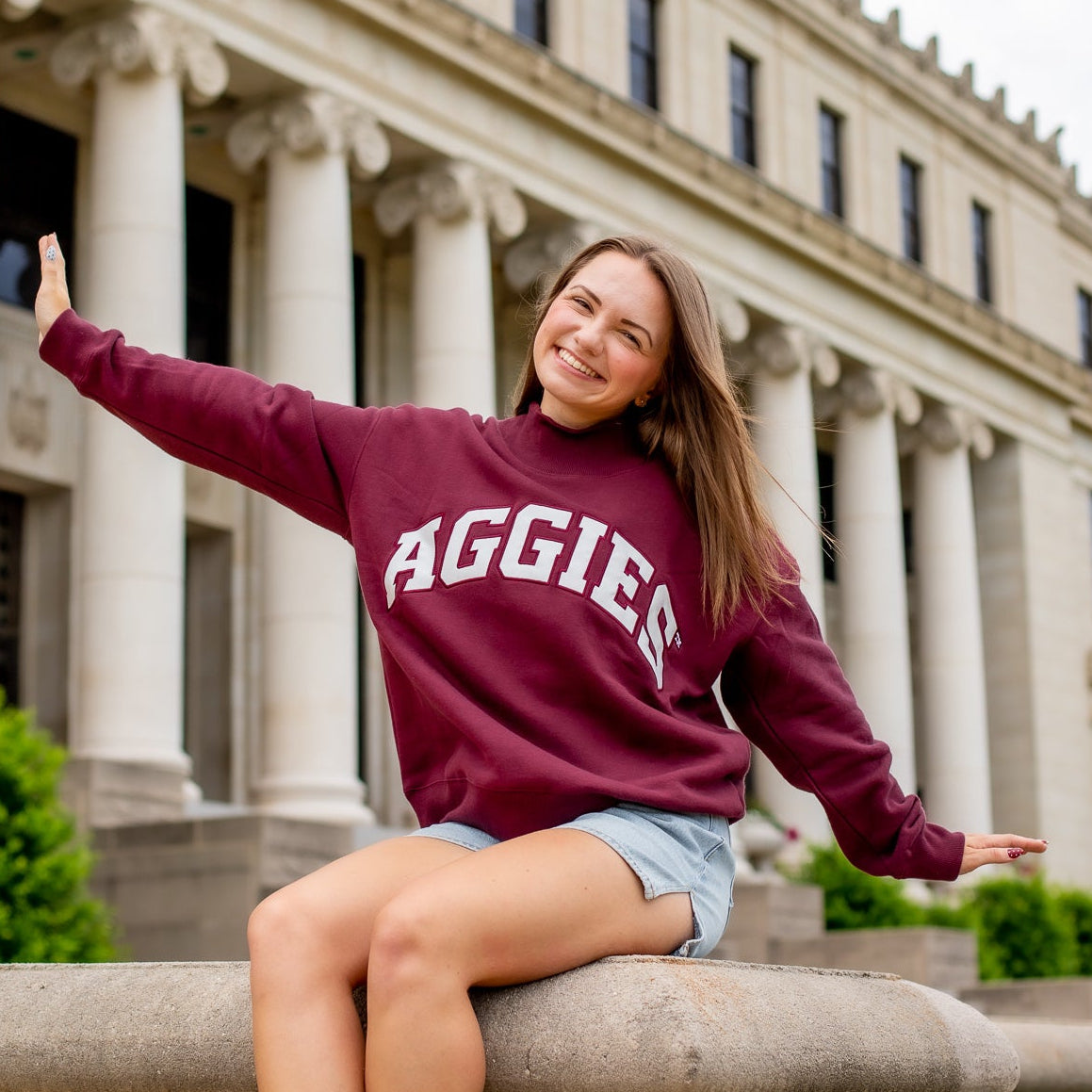 Aggies Collegiate Outfitters Mock Neck Sweatshirt - Maroon