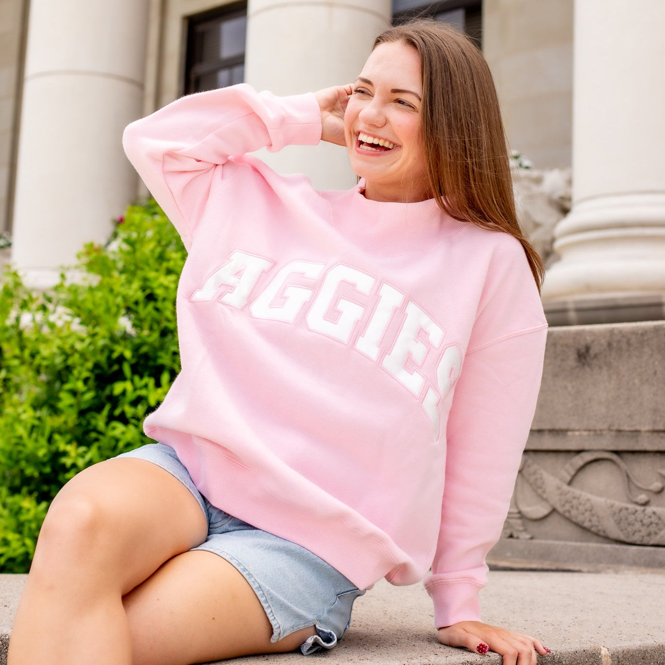 Aggies Collegiate Outfitters Mock Neck Sweatshirt - Pink