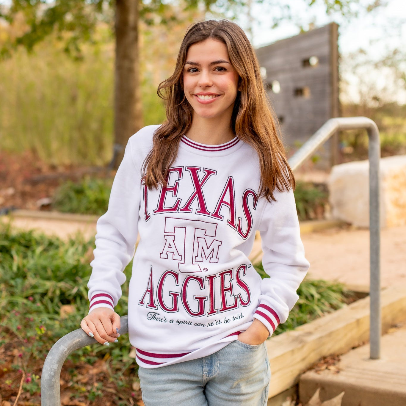 Texas A&M Aggies Collegiate Outfitters Striped Ribbed Crew