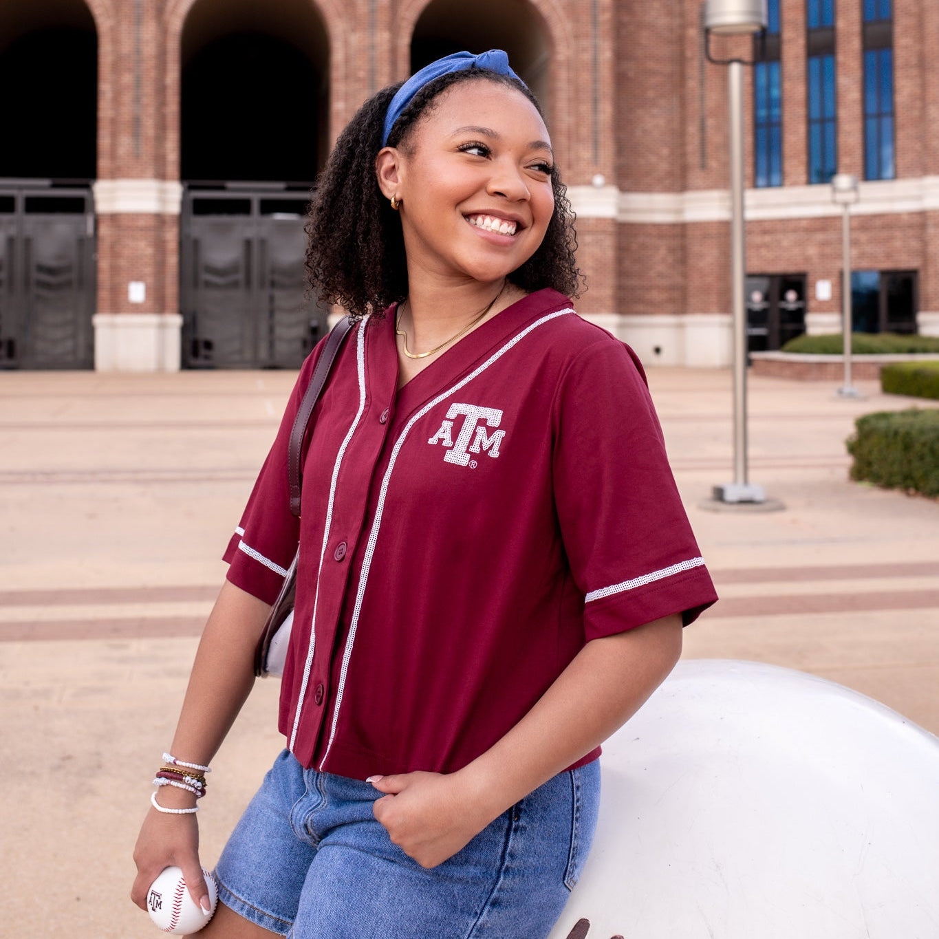 Texas A&M Stewart Simmons Sequin Baseball Button-Up