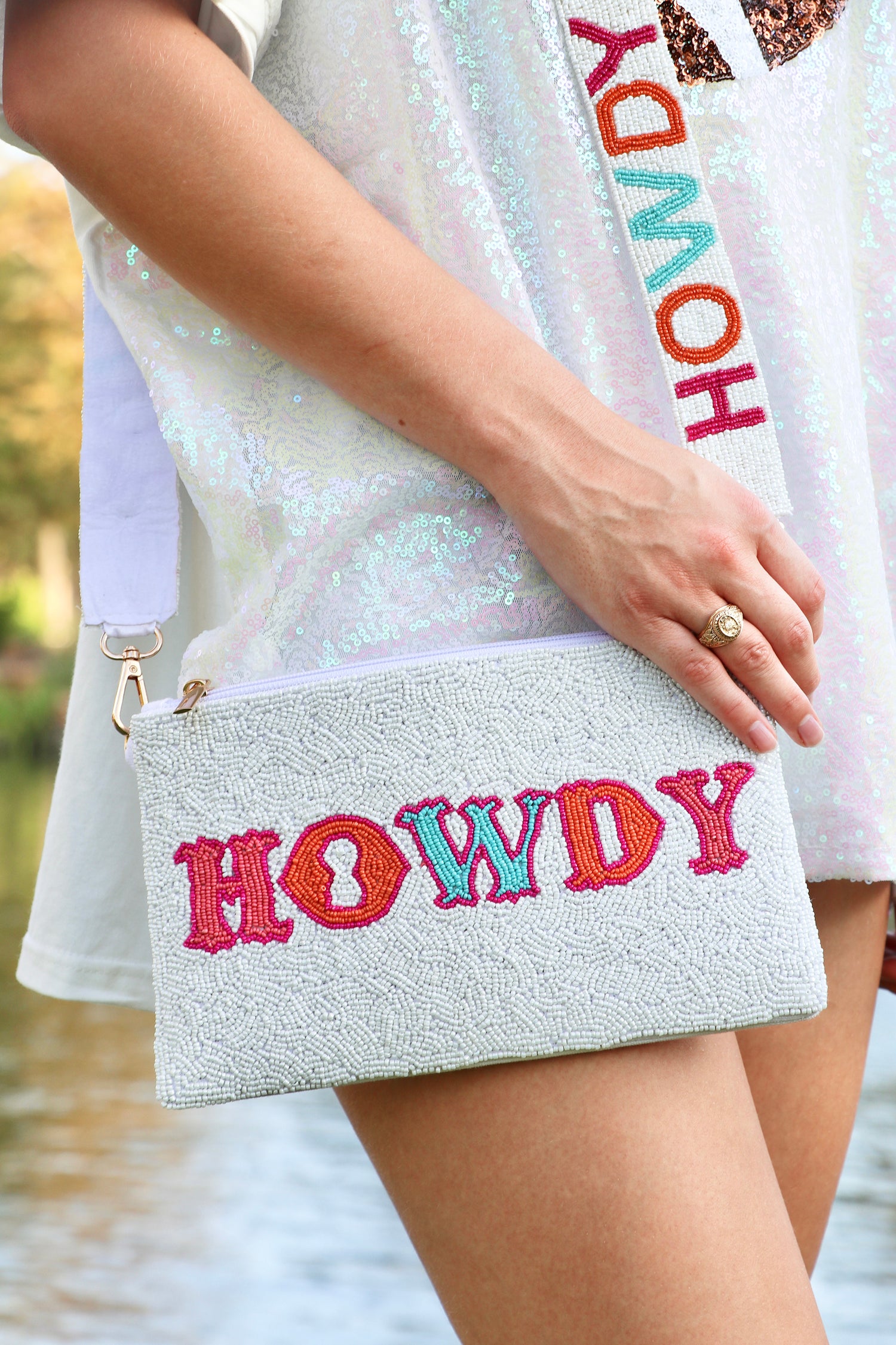 Howdy Friends Beaded Crossbody Bag