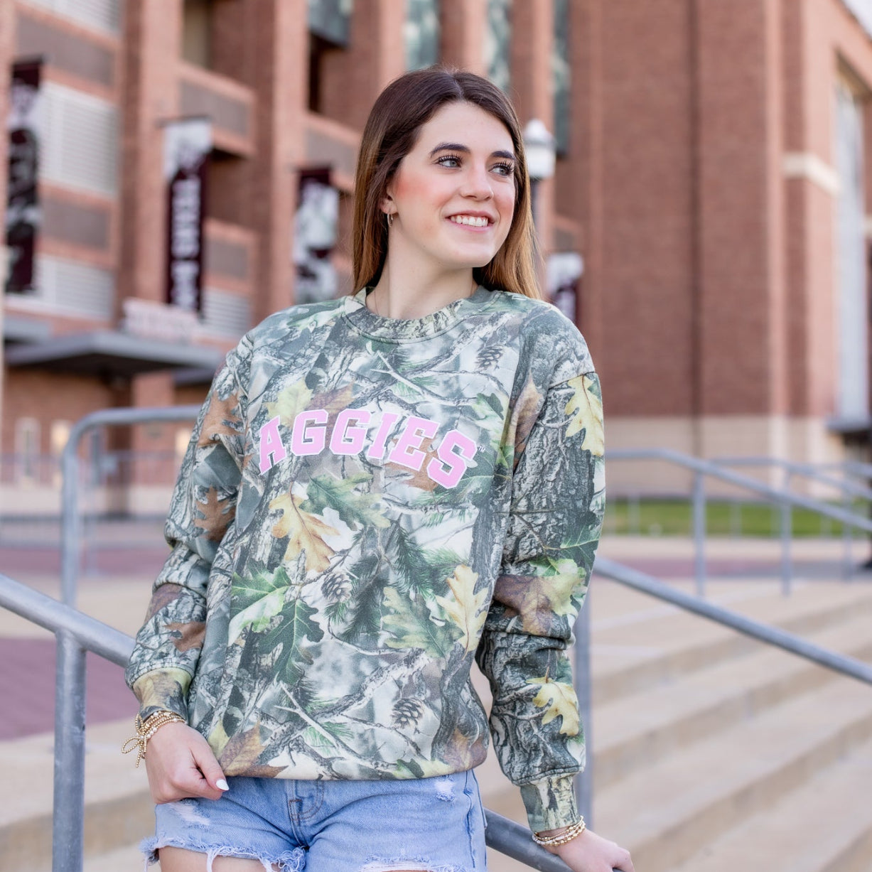 Pink Aggies Camo Crewneck
