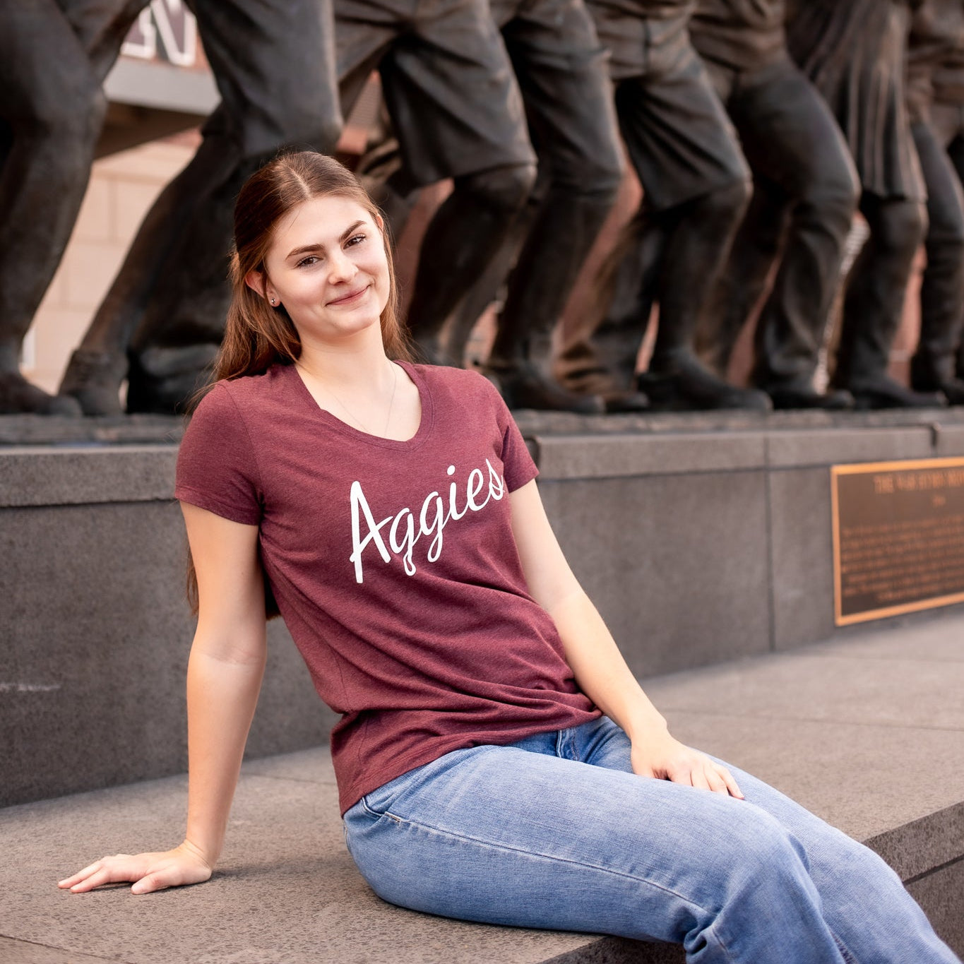Texas A&M Script Aggies V Neck Tee