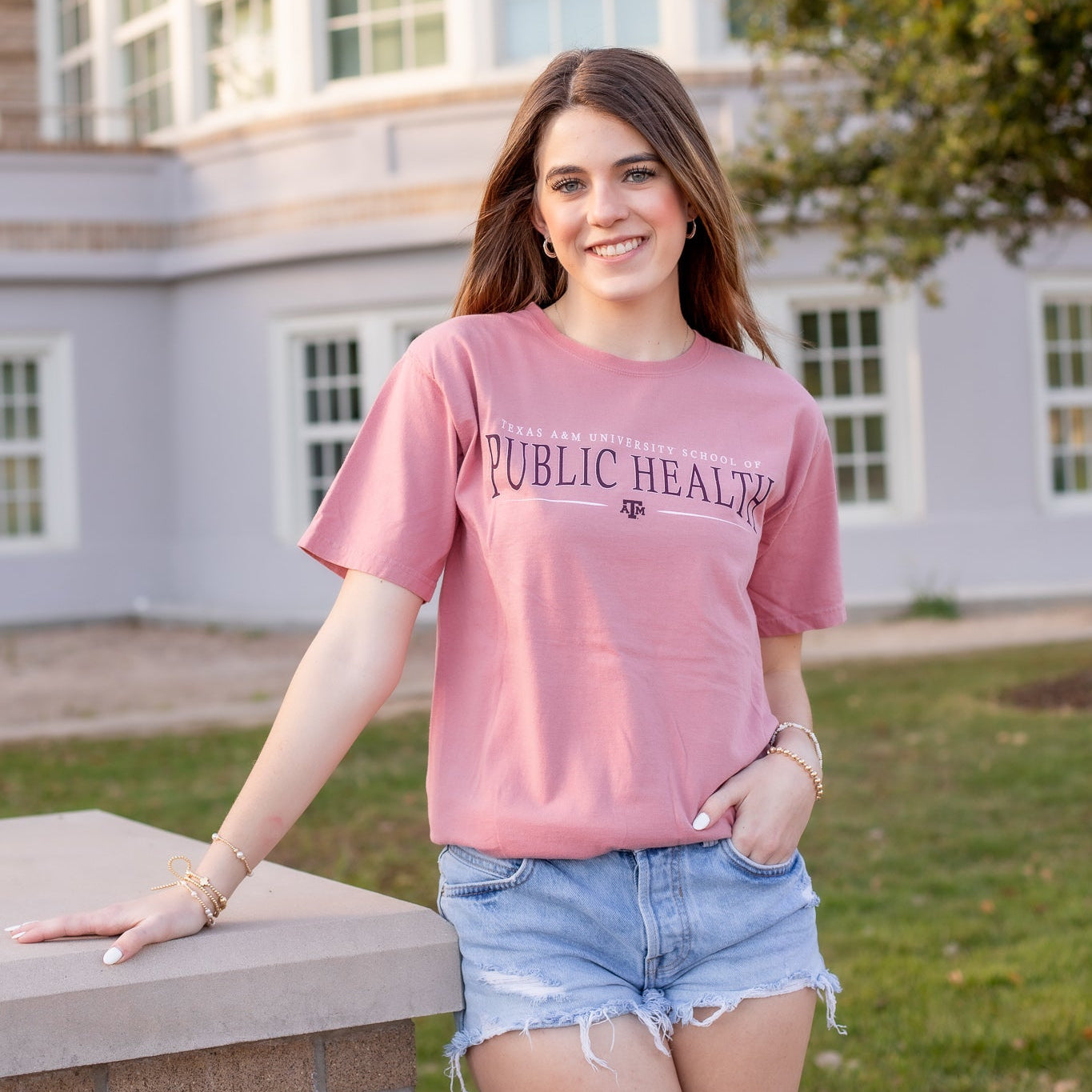 Texas A&M Public Health Cotton T-Shirt - Pink