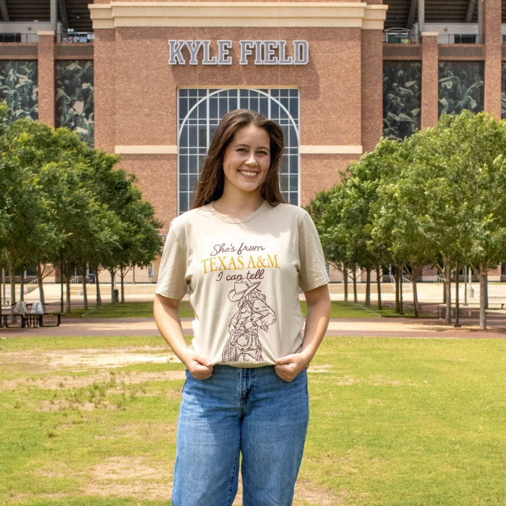 Texas A&M CANVAS She's From Texas T-Shirt - Beige