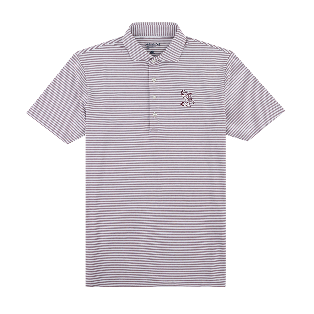 Basketball Sarge Maroon and White Striped Polo
