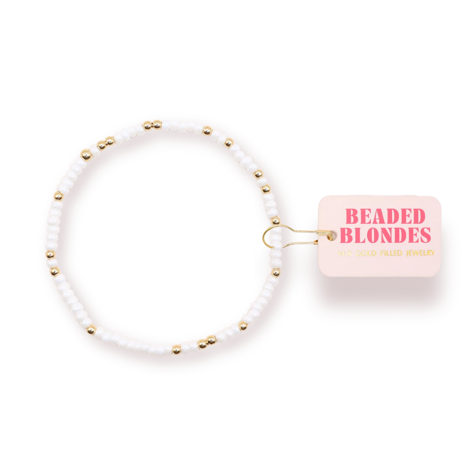 White and Gold Beaded Bracelet