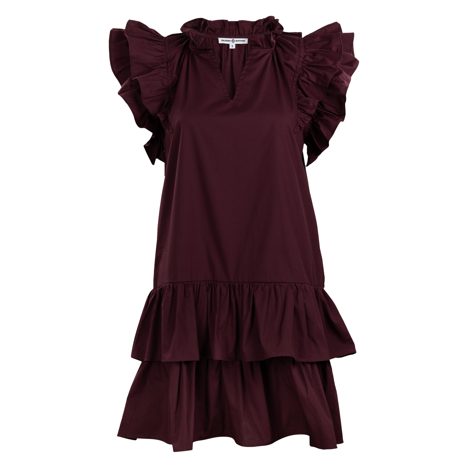 Collegiate Outfitters Double Ruffle Sleeve Dress in Maroon, Size Large, Cotton from Aggieland Outfitters Collegiate Outfitters Double Ruffle Sleeve Dress in Maroon, Size Large, Cotton from Aggieland Outfitters