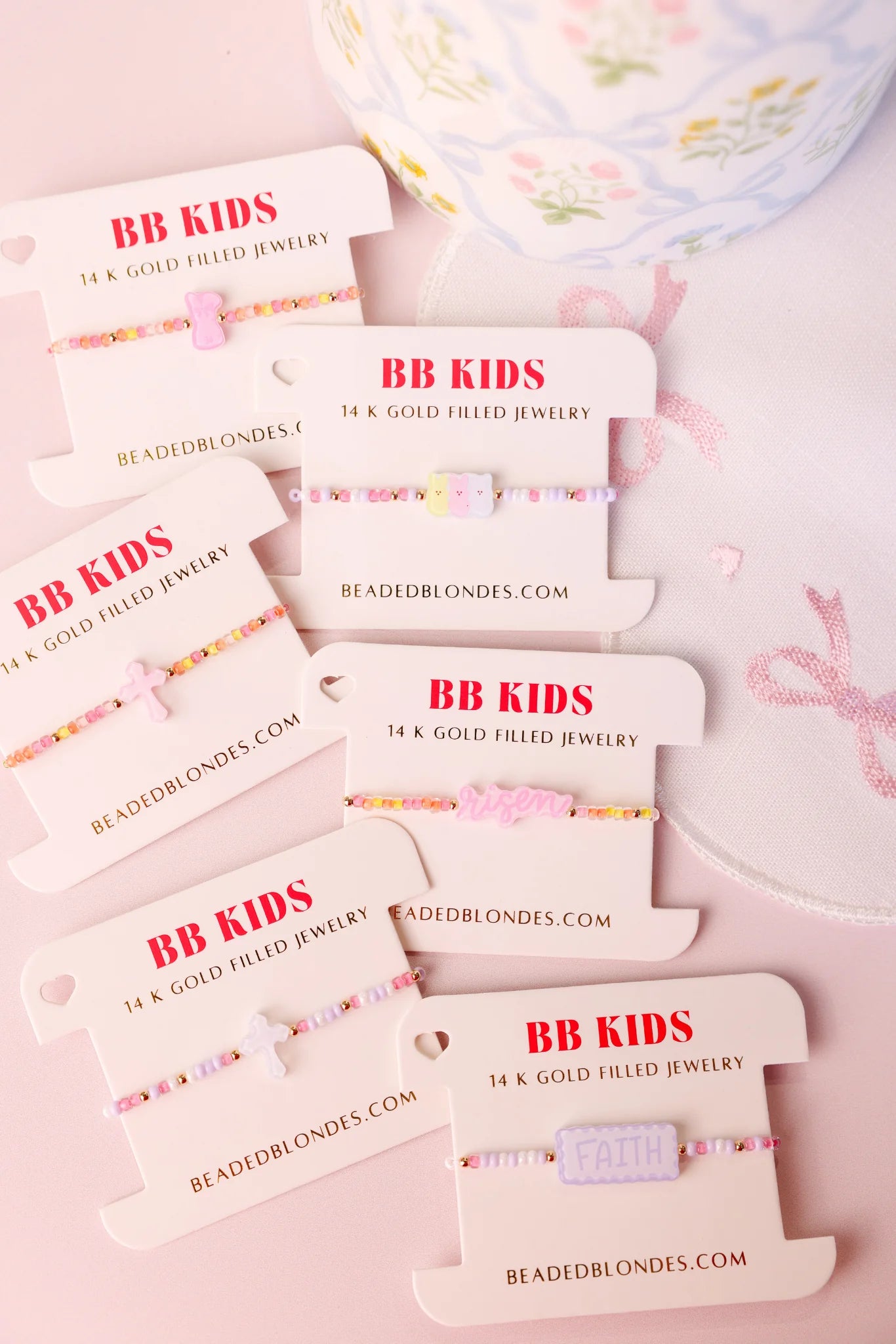 Beaded Blondes Kids Cross Sprinkle Bracelet - Pink