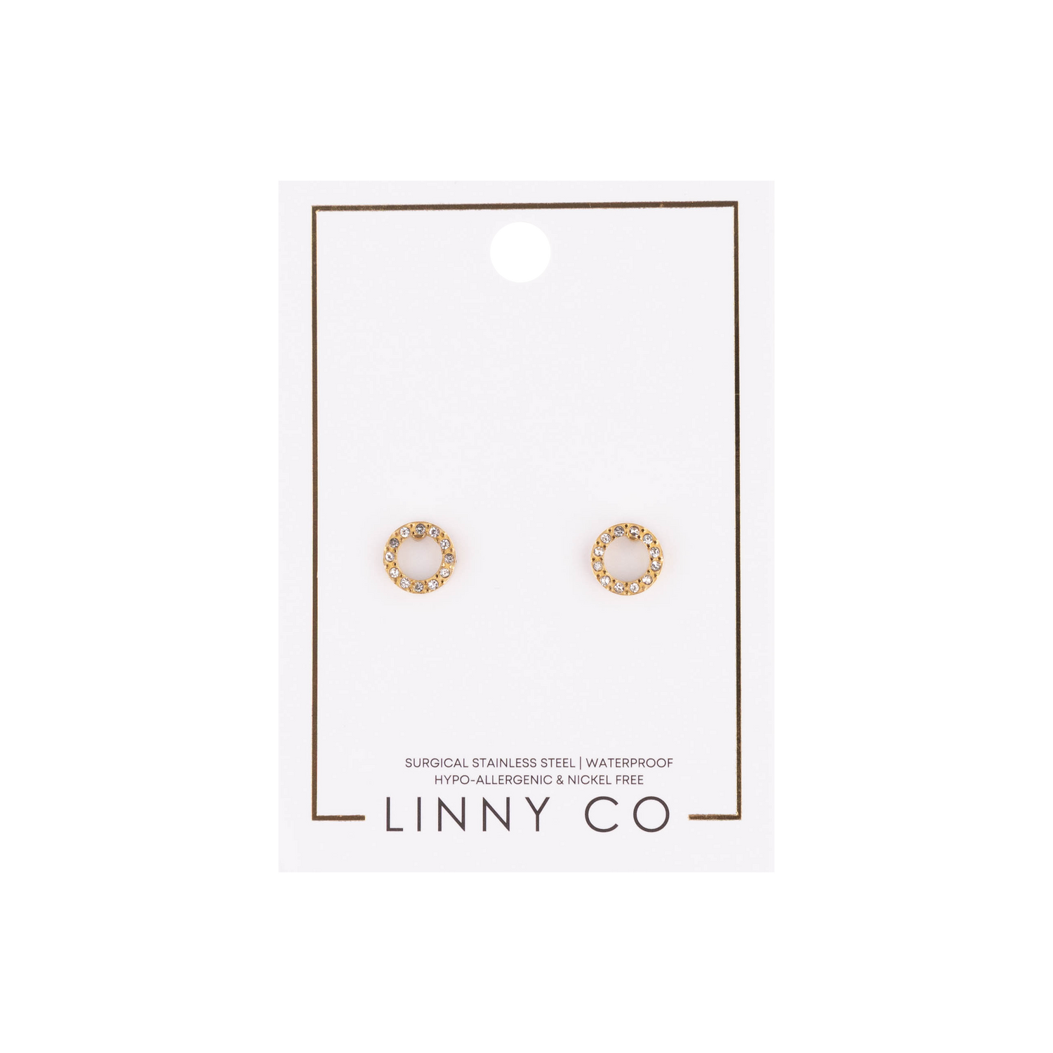 Gold circle earrings with small diamond studs